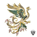 Luxury Phoenix Bird Brooch Crystal Rhinestone Enamel Women Fashion Lapel Pin