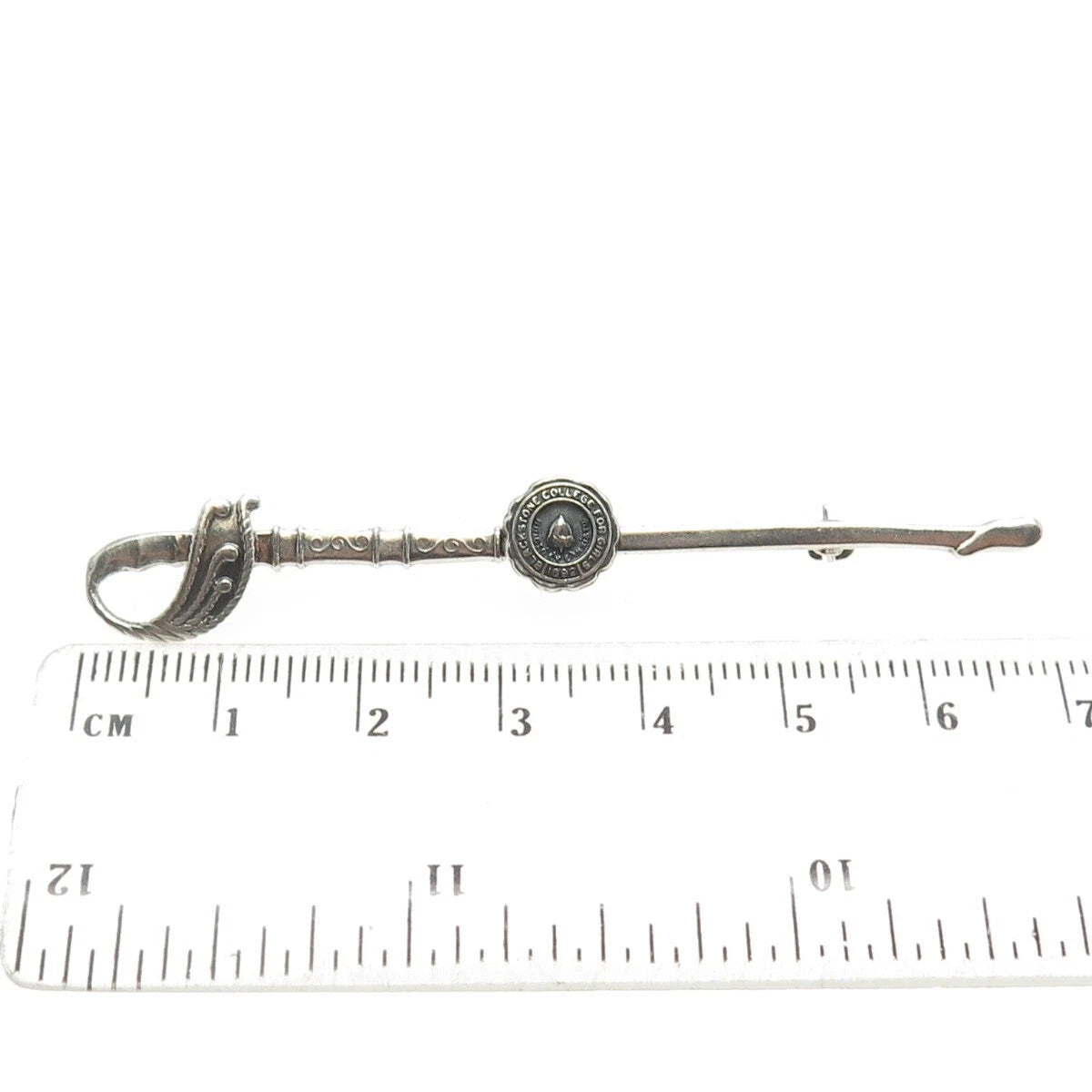 925 Sterling Silver Antique "1892 Blackstone College for Girls" Sword Pin Brooch